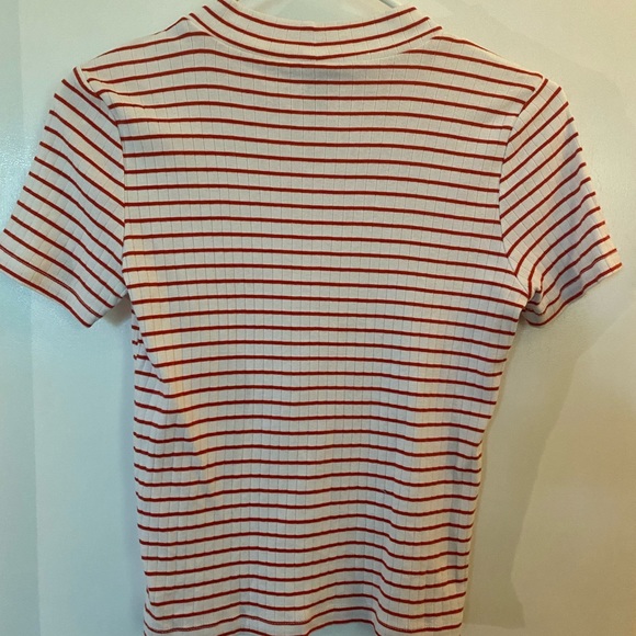 Forever 21 Red and White Striped Short Sleeve Shirt - Picture 2 of 5